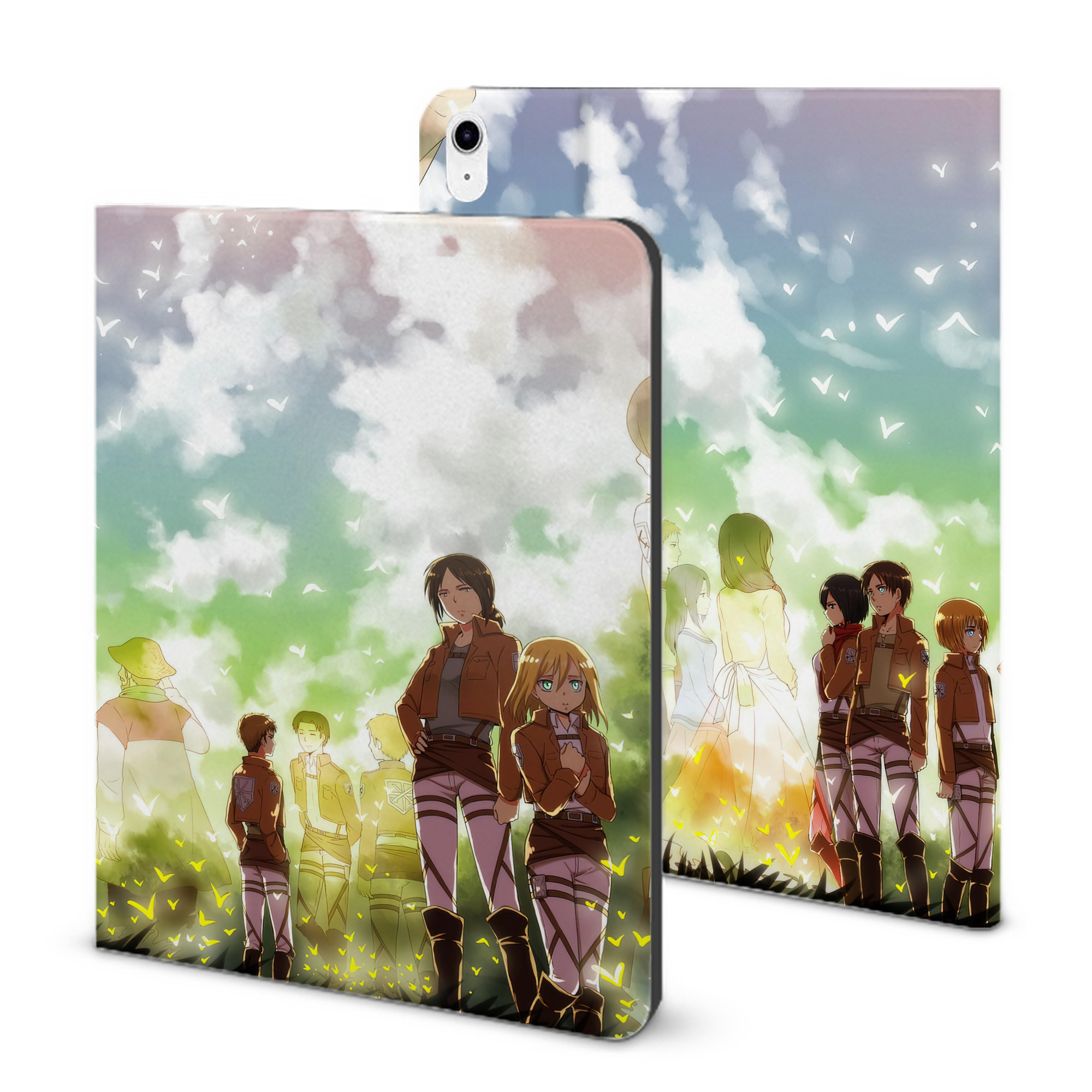 （画像用） 進撃の巨人 Attack on Titan IPad ケース ブック型 PUレザー TPU 耐衝撃 軽量 薄型 ペン収納なし 全面保護 IPad 各モデル対応